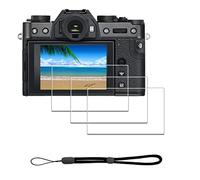 iDaPro Pellicola protettiva per display compatibile con Fujifilm X-T30 II X-T30II Fuji X-T30 Mark II + cinturino da polso [3 + 1 pezzo] in vetro temperato temperato durezza 9H