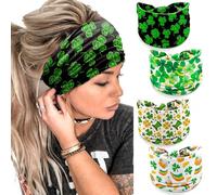 IDDFEVE 4 fasce per capelli da donna per la festa di San Patrizio, con trifoglio irlandese, folletto e folletto, regalo per le feste (fortunata)