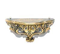 Idea Casa Consolle Mensola Finto Vintage Stile Barocco Veneziano Shabby Chic cm 20x38,5x15 (Nero/Oro)