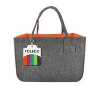 IDEA HOME Borsa in Feltro Shopper Toledo Arancione e Grigio 30L Borsa Grande Spesa Organizer Cesto Legna Camino
