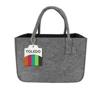 IDEA HOME Borsa in Feltro Shopper Toledo Nero Grigio 30L Borsa Grande Spesa Organizer Cesto Legna Camino