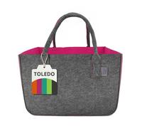 IDEA HOME Borsa in Feltro Shopper Toledo Rosa e Grigio 30L Borsa Grande Spesa Organizer Cesto Legna Camino