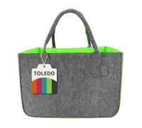 IDEA HOME Borsa in Feltro Shopper Toledo Verde e Grigio 30L Borsa Grande Spesa Organizer Cesto Legna Camino