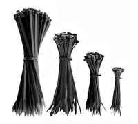 IDEA HOME Set di 200 Fascette Stringicavo Nero 100/150/200/300 mm, Set di Fascette Stringicavi, Resistenti ai Raggi UV, Resistente al Calore, in Plastica