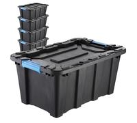 IDEA HOME Set di 5 Contenitori 40 L con Coperchio TechBox HD - Casse Robuste Impilabili in Plastica HD - Box Organizer per Garage, Officina, Attrezzi e Accessori