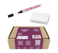 IDEA HOME SILENTE Kit Restauro Scritte Lapidi - Pennarello a Olio Nero + Pietra Pomice Abrasiva - Set Completo per Rinnovo Incisioni su Lapidi