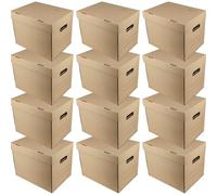 IDEA HOME STOREA IDEA Set 12 Scatole Archivio A4 con Coperchio, Scatole Porta Documenti in Cartone Resistenti e Impilabili, Organizer per Ufficio Casa e Trasloco