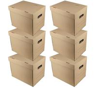 IDEA HOME STOREA IDEA Set 6 Scatole Archivio A4 con Coperchio, Scatole Porta Documenti in Cartone Resistenti e Impilabili, Organizer per Ufficio Casa e Trasloco