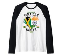 Idea per bambini con radici indiane giamaicane e bandiera indiana Maglia con Maniche Raglan