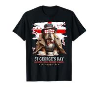 Idea per Il Giorno di San Giorgio Bulldog Britannico per Donne e Bandiera Inglese Maglietta