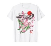 Idea Rana Giapponese Donna & Cherry Blossom Cottagecore Rana Maglietta
