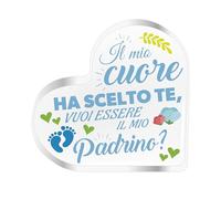 Idea Regalo Battesimo Padrino - Targa a Cuore Vuoi Essere il Mio Padrino - Gadget Originale per Una Richiesta Speciale