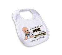 Idea Regalo Bavaglio Bavetta Neonato per Tifoso Bianco Nero - Personalizzato con Nome - Ciao Mi chiamo..e Sono..Come Il Mio papà