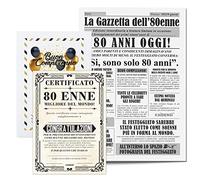 Idea Regalo Compleanno Originale 80 Anni Uomo - Giornale La Gazzetta con Certificato 80 Enne Migliore del Mondo - Maxi Biglietto Auguri - Idee Regali Gadget Originali - Scherzi Biglietti Divertenti
