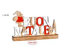 Idea Regalo Decorazione Buon Natale In Legno L30 cm Con Led Omniacasa