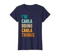 Idea Regalo di Compleanno con Nome Personalizzato Carla Maglietta, Donna, Navy, M