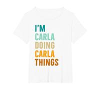 Idea Regalo di Compleanno con Nome Personalizzato Carla Maglietta, Donna Plus-Size, Bianco, 2X