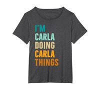 Idea Regalo di Compleanno con Nome Personalizzato Carla Maglietta, Donna Plus-Size, Grigio Scuro, 3X