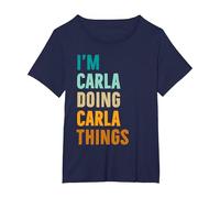 Idea Regalo di Compleanno con Nome Personalizzato Carla Maglietta, Donna Plus-Size, Navy, 4X