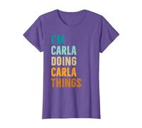 Idea Regalo di Compleanno con Nome Personalizzato Carla Maglietta, Donna, Viola mélange, S