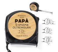 Idea regalo festa del papà nonno metro flessometro 5mt personalizzato inciso su legno per uomo con nomi bambini ti amiamo oltremisura