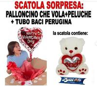 IDEA REGALO: PALLONCINO CHE VOLA + PELUCHE + BACI PERUGINA SAN VALENTINO ORSETTO