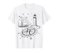 Idea regalo per nave a vela con bussola faro marittimo Maglietta