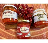 IDEA REGALO TRIS SAPORI MARE E MONTI CALABRIA NDUJA PEPERONCINO CAPRICCIO PESCE