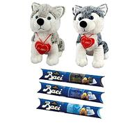 IDEA SAN VALENTINO CANE PELUCHE 3 TUBI BACI PERUGINA 87g CLASSICO LATTE FONDENTE REGALO INNAMORATI