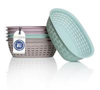 idea-station cestino portaoggetti in plastica effetto rattan - 6 pezzi - 2L / 25,5x18x7,5 cm - antracite - cestino impilabile - piccoli cestini per il bagno (6 Pezzi/Pastello)