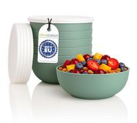 idea-station Ciotola Colazione con Coperchio 6 pezzi - 500 ml - verde | Senza BPA + Rigida + Lavibili - ciotole plastica cucina per porridge - bowl colazione per cereali - scodelle per campeggio