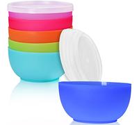idea-station Ciotole Plastica con Coperchio - 6 pezzi - 350 ml - coloarti | Senza BPA + Rigida + Lavibili - ciotola piccola colazione per porridge, cereali - coppette gelato plastica - scodelle cucina