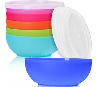 idea-station Ciotole Plastica con Coperchio - 6 pezzi - 500 ml - coloarti | Senza BPA + Rigida + Lavibili - ciotola colazione per porridge, cereali - bowl per gelato, yogurt - scodelle cucina alimenti