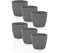 Idea-Station RIBA Vaso da Fiori in Plastica 6 x 11 cm - Grigio - Vaso per Piante e Fiori