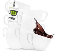 idea-station tazza plastica colazione 12 x 200 ml - bianco - infrangibile tazze plastica - set tazze colazione riutilizzabili - tazzine caffe plastica