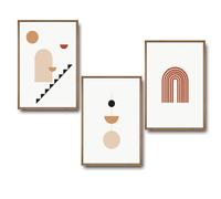 IDEA4WALL Gerahmtes Wandkunstdruck-Set, Mid-Century Negative Space Polygon Variety Abstrakte Muster, digitale Kunst, Pop-Art, Bohemian, bunt, warm, f