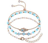 IDEAJOY Braccialetti per il malocchio, braccialetti con perline blu e perle, braccialetti di protezione messicana coordinati per donne e ragazze, regali a, A