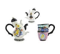 Ideal Casa 7873 Alice nel paese delle meraviglie - Set teiera con coperchio + Tazza da Tè, Multicolore