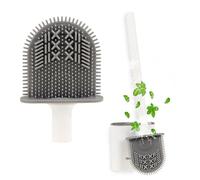 IDEAL CLEAN Scopino Bagno Wc con Vaschetta di Raccolta - Scopino Wc Silicone con Supporto da Parete - Spazzolone Bagno Wc Flessibile con Setole Efficaci e Delicate