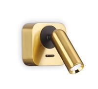 Applique Contemporanea Bean Square Metallo Ottone Led 3W 3000K Luce Calda