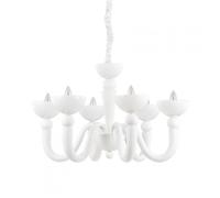 Lampadario Shabby Chic-Provenzale Bon Bon Metallo Bianco 6 Luci