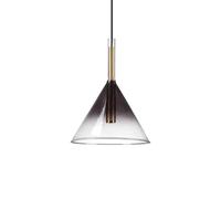 EMPIRE LAMPADARIO A SOSPENSIONE IN VETRO TRASPARENTE SFUMATO GRIGIO 1 LUCE ATTACCO G9 D.20CM