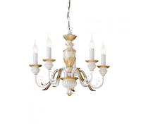 IDEAL LUX Lampadario Firenze SP5 Classico Mod. 012865 5 luci E14 Bianco con foglia oro