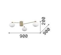 Ideal Lux Hermes plafoniera, bianco, 90 cm, a 3 luci, vetro IDEAL LUX