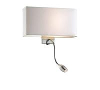 Applique Moderna Hotel Metallo Bianco E Cromo 2 Luci E27+Led 1,5W