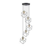 Sospensione Industrial-Minimal Ice Metallo Nero 5 Luci E27