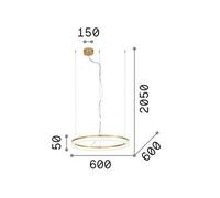 Ideal Lux Lampada a sospensione a LED Corona Ø 60 cm, metallo color ottone IDEAL LUX