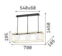Ideal Lux lampada a sospensione Lingotto, a 3 luci, una gabbia, nero IDEAL LUX