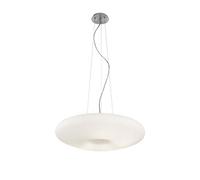 Ideal Lux Lampada Sospensione Glory SP3 D50, Bianco, Montatura Nickel Satinato, Diffusore Vetro Soffiato Acidato, Cavi Regolabili In Altezza, Diametro 50, Altezza Max 95, Lampadario Sala, Lampadario Cucina, 3 Lampadine 60W E27, 230V