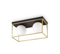 Plafoniera Contemporanea Lingotto Metallo Ottone 2 Luci E14
